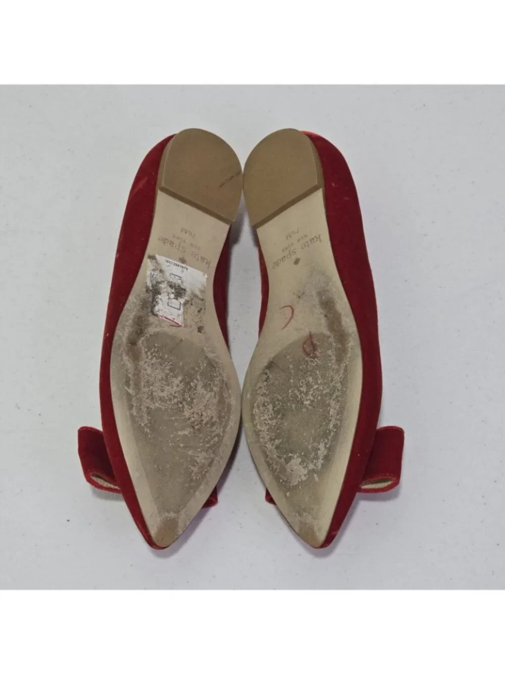 Kate Spade New York Emmie Red Velvet Pointed Toe Flats Women's 7.5 M